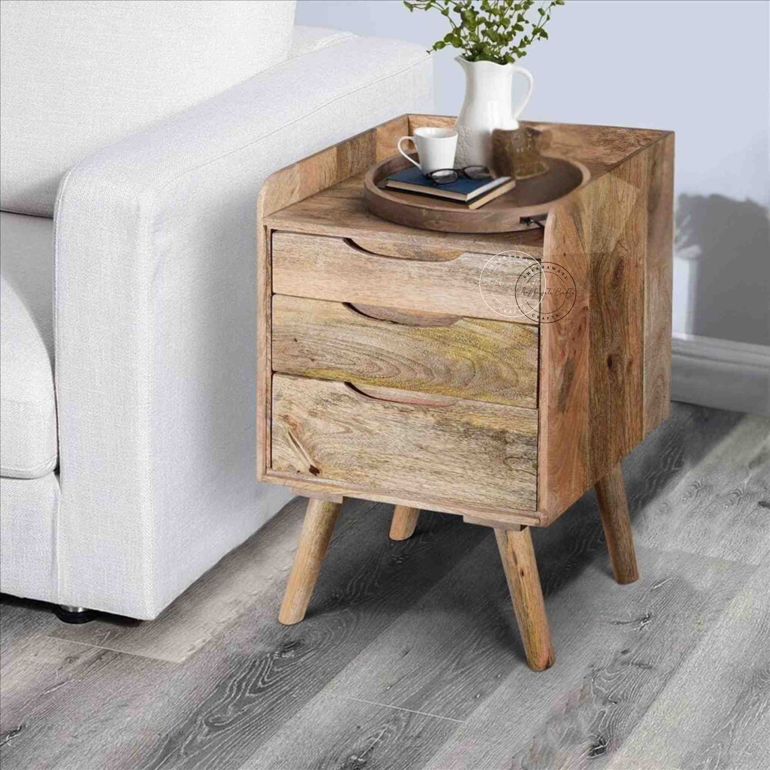 three drawers end table for living room and office furniture