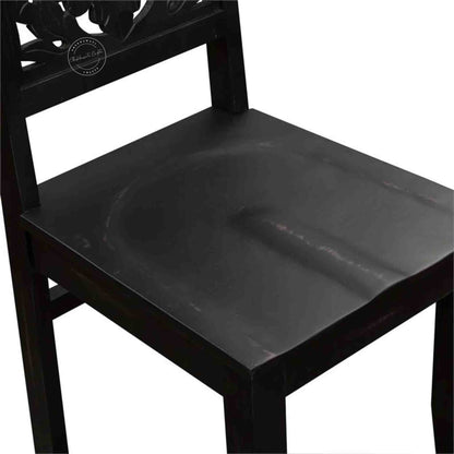 handcrafted Agasta Sheesham Wood Chair with vintage design and matte black finish