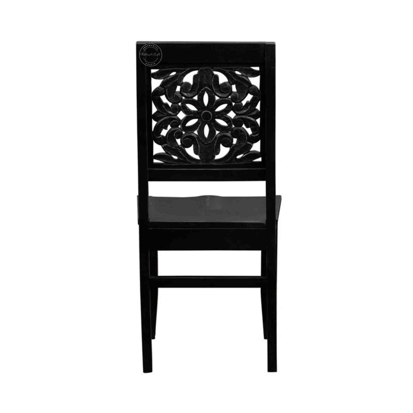 handcrafted Agasta Sheesham Wood Chair with vintage design and matte black finish