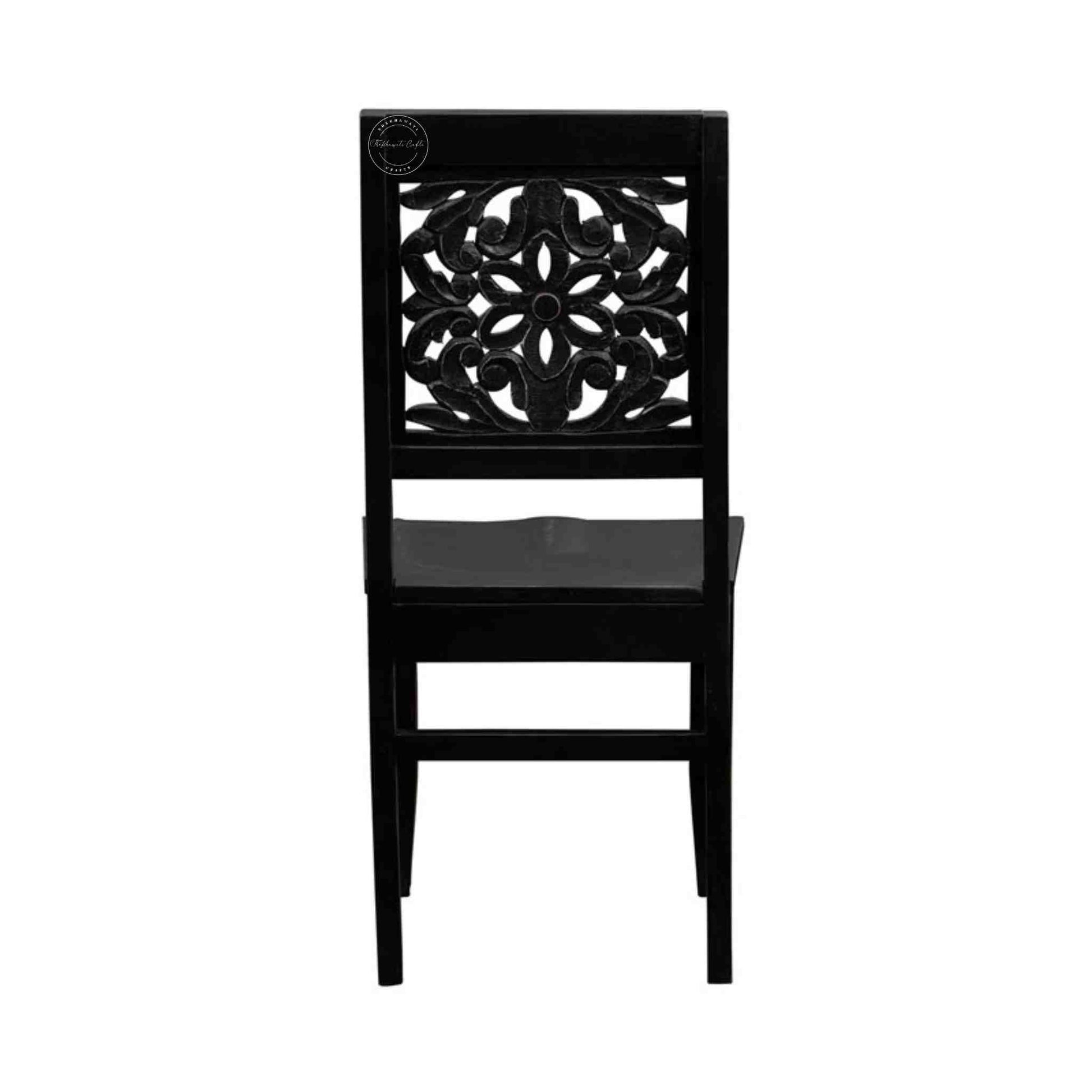 handcrafted Agasta Sheesham Wood Chair with vintage design and matte black finish