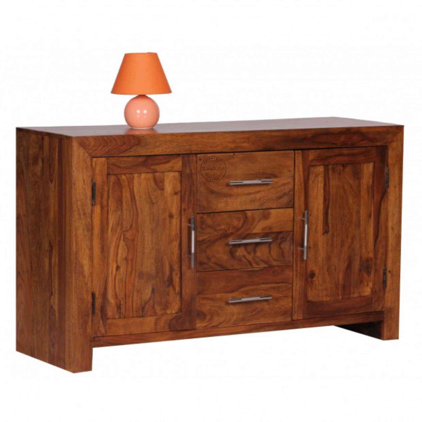 Handcrafted Ajanta sheesham wood Sideboard with 3 drawers and 2 doors.