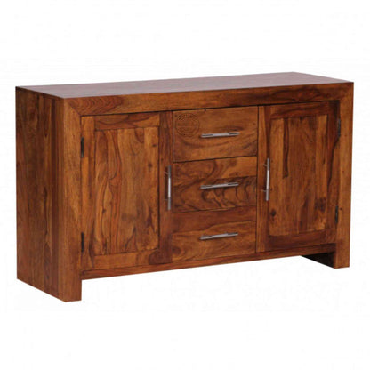 Handcrafted Ajanta sheesham wood Sideboard with 3 drawers and 2 doors.