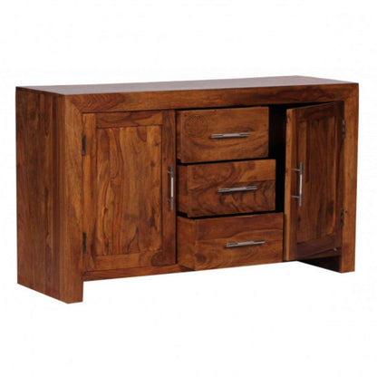 Handcrafted Ajanta sheesham wood Sideboard with 3 drawers and 2 doors.