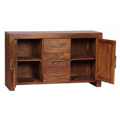 Handcrafted Ajanta sheesham wood Sideboard with 3 drawers and 2 doors.