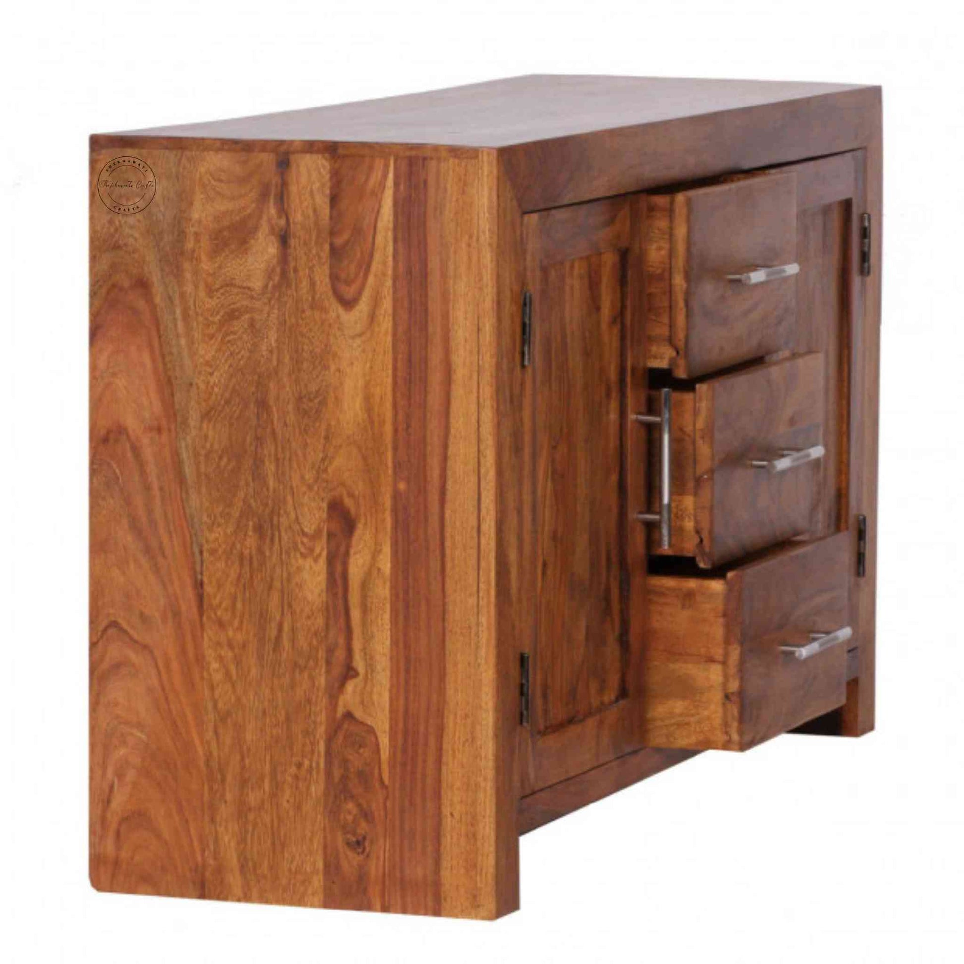 Handcrafted Ajanta sheesham wood Sideboard with 3 drawers and 2 doors.