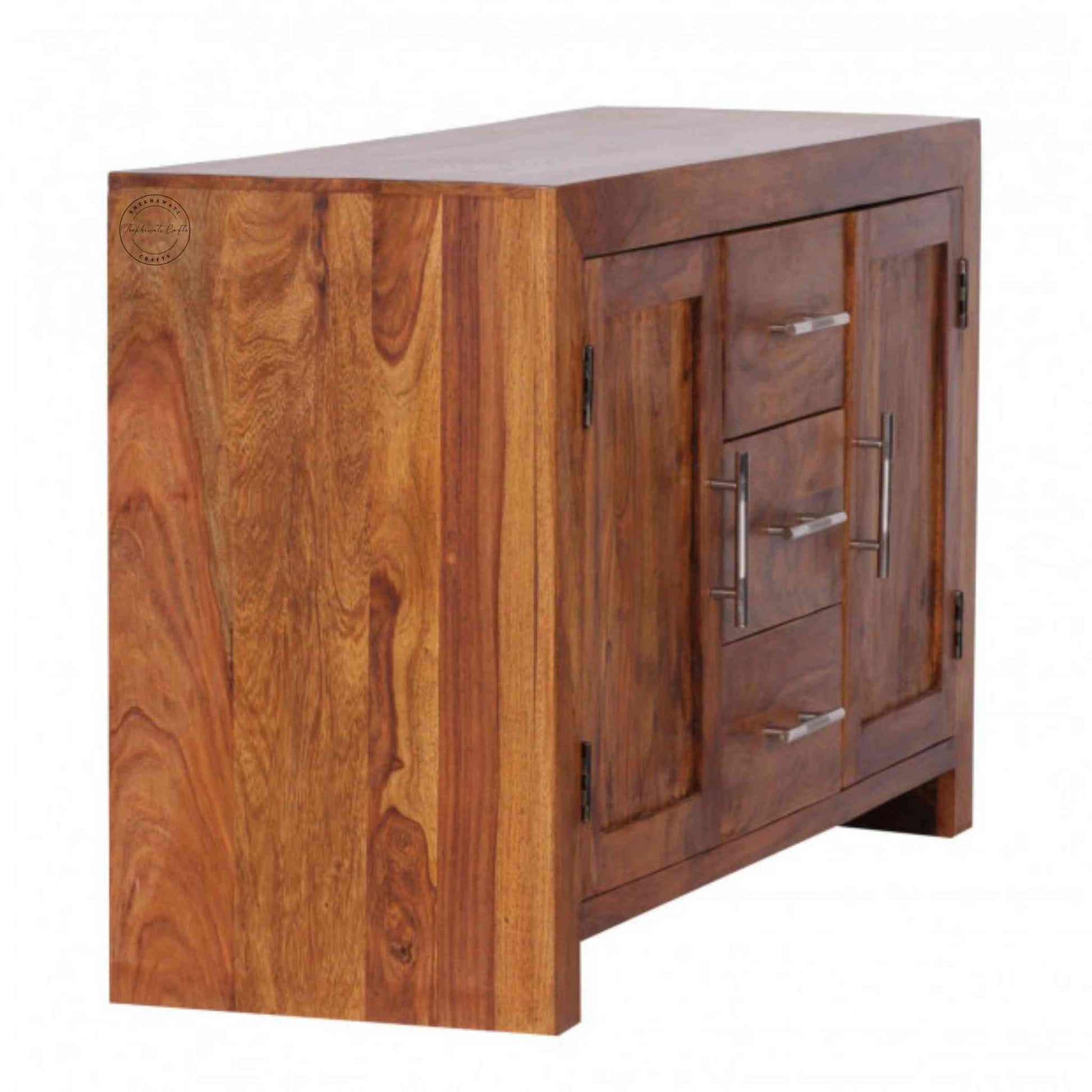 Handcrafted Ajanta sheesham wood Sideboard with 3 drawers and 2 doors.