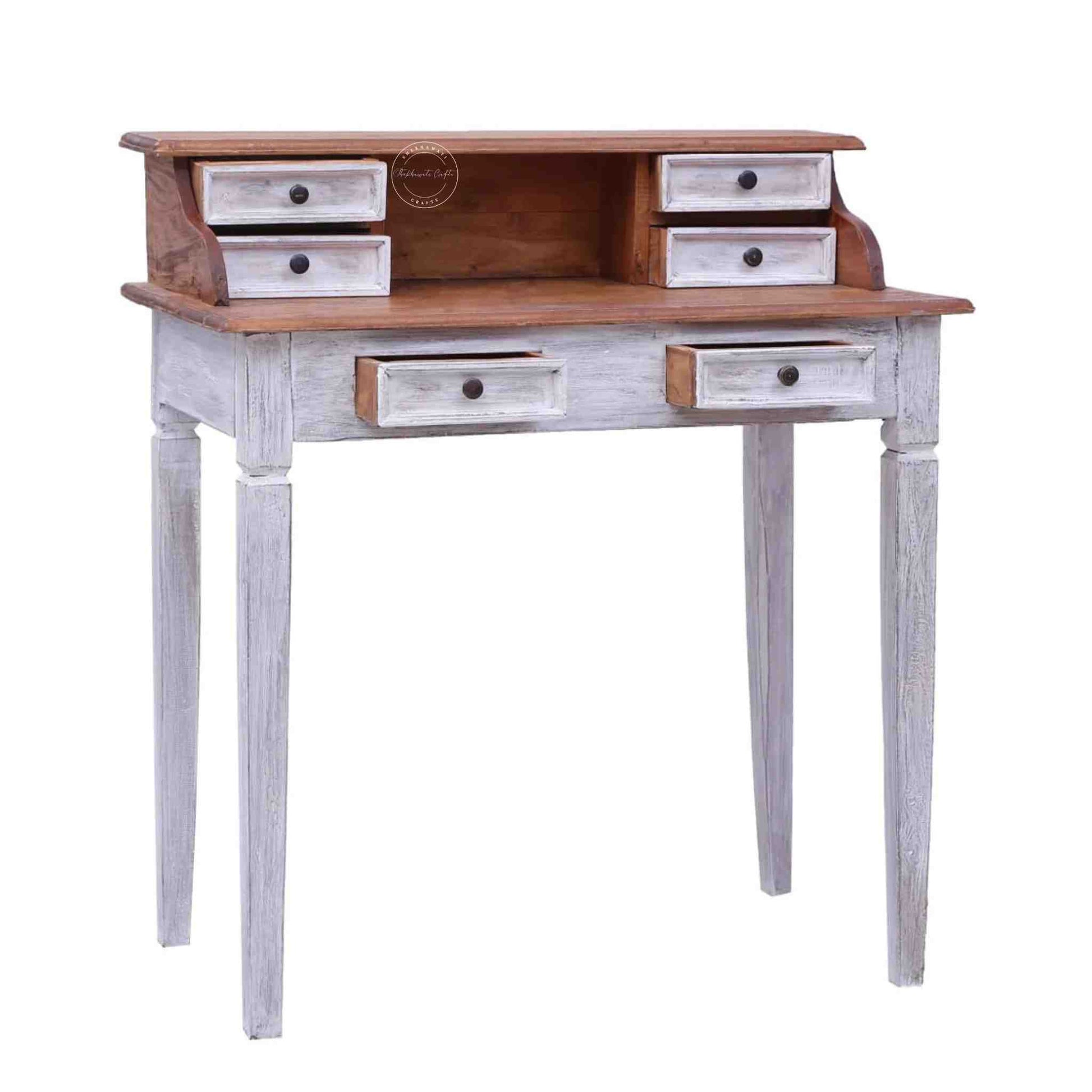 Cleo Mango Wood Study Table - Shekhawati Crafts