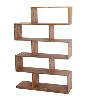 Crony Zig Zag Bookshelve is handcrafted from Sheesham wood, a modern zig zag design with 5 shelves.