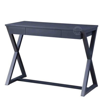 Handcrafted Dale Mango Wood Console with a Pickled Bluewood finish, foldable legs, and a spacious drawer for versatile decor solutions.