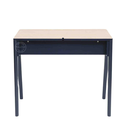 Emily Mango Wood Study Table with Magic Matte Blue finish, openable top with foldable legs.