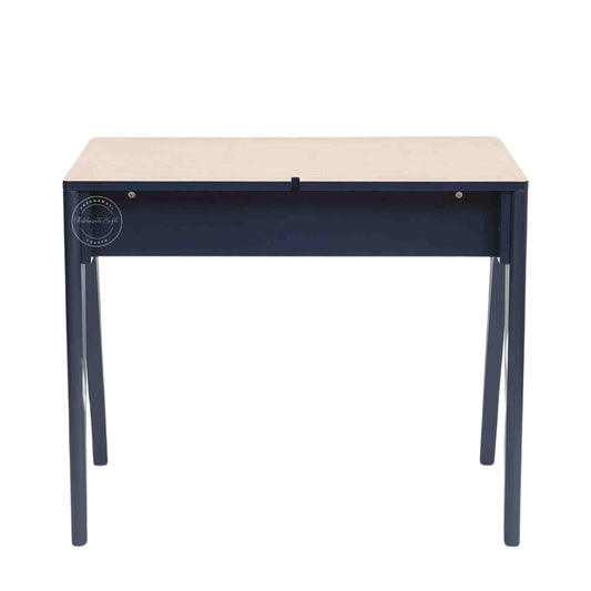 Emily Mango Wood Study Table with Magic Matte Blue finish, openable top with foldable legs.