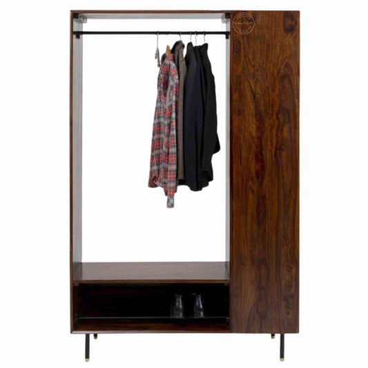 Esme Open Closet, made from mango wood, is an excellent choice for interior design and home decor, best suited for bedroom furniture