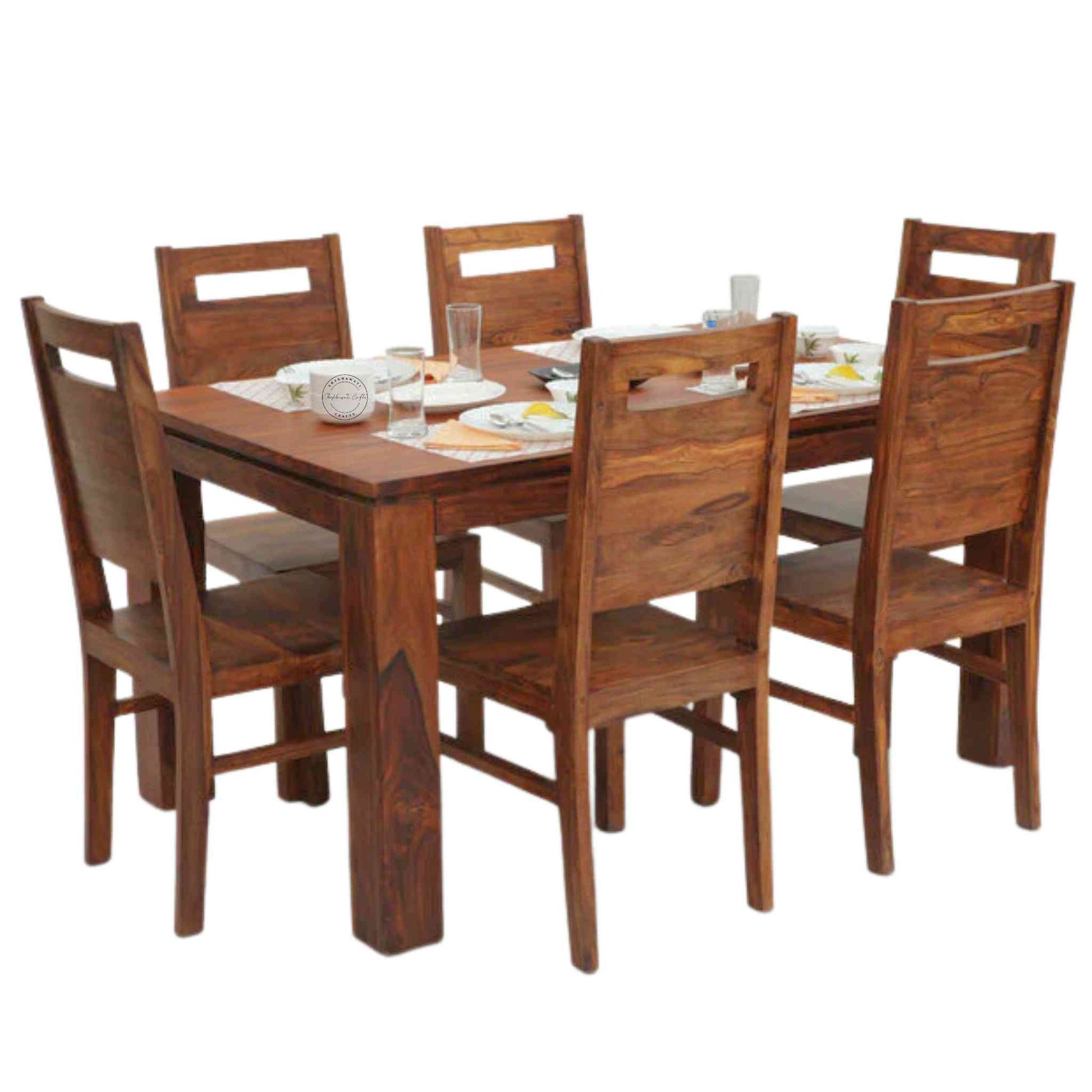 Gautam Dining Set, which is made from sheesham wood, is an excellent choice for interior design and home decor. suitable for dining room or kitchen furniture