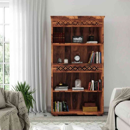 Mirra Book Shelve, made from sheesham wood, is an excellent choice for interior design and home decor. suitable for study room and office furniture