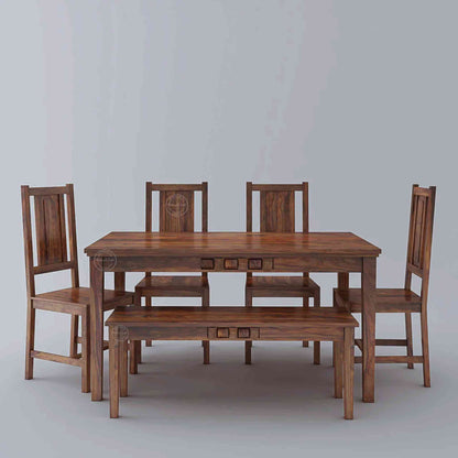 Nivar Dining Table, made from sheesham wood, is an excellent choice for interior design and home decor. suitable for kitchen and dining room furniture