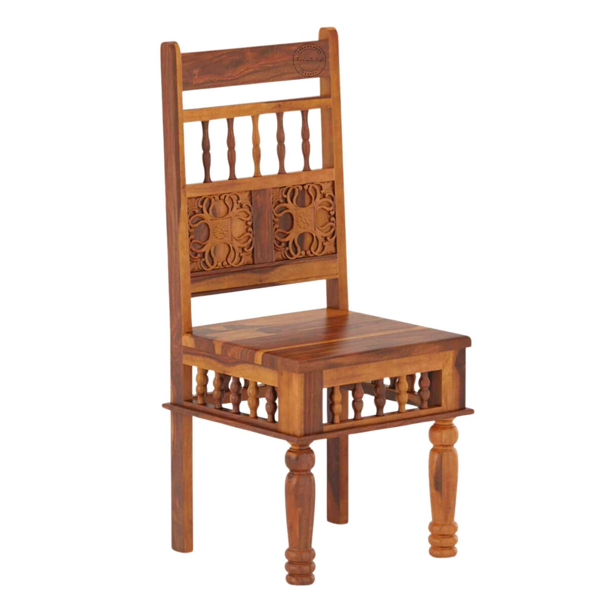 Handcrafted Sheesham wood chair with honey finish, traditional shekhawati design, best comfort. Perfect for dining chairs, office chairs, or accent furniture.