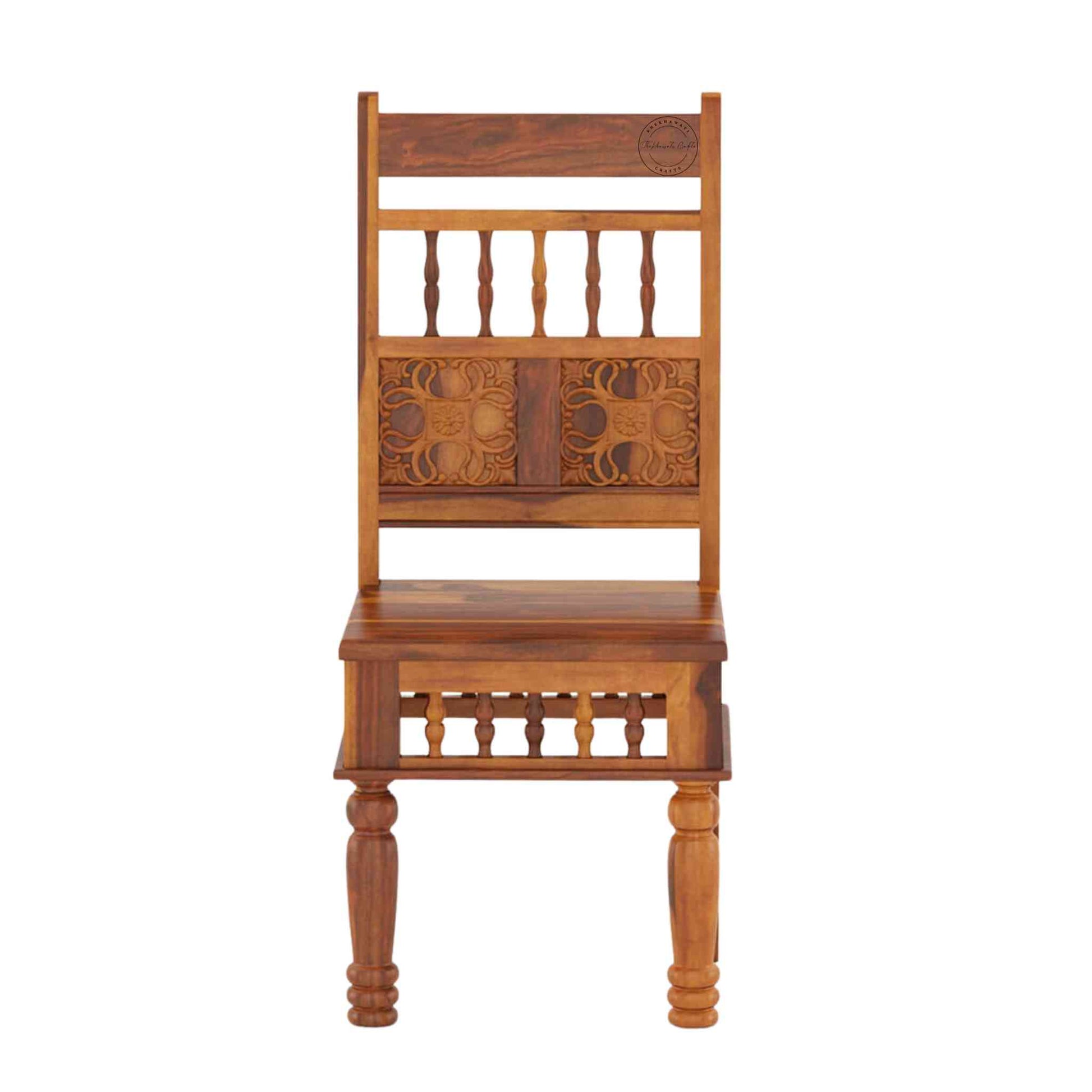 Handcrafted Sheesham wood chair with honey finish, traditional shekhawati design, best comfort. Perfect for dining chairs, office chairs, or accent furniture.