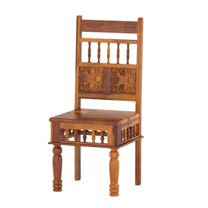 Handcrafted Sheesham wood chair with honey finish, traditional shekhawati design, best comfort. Perfect for dining chairs, office chairs, or accent furniture.