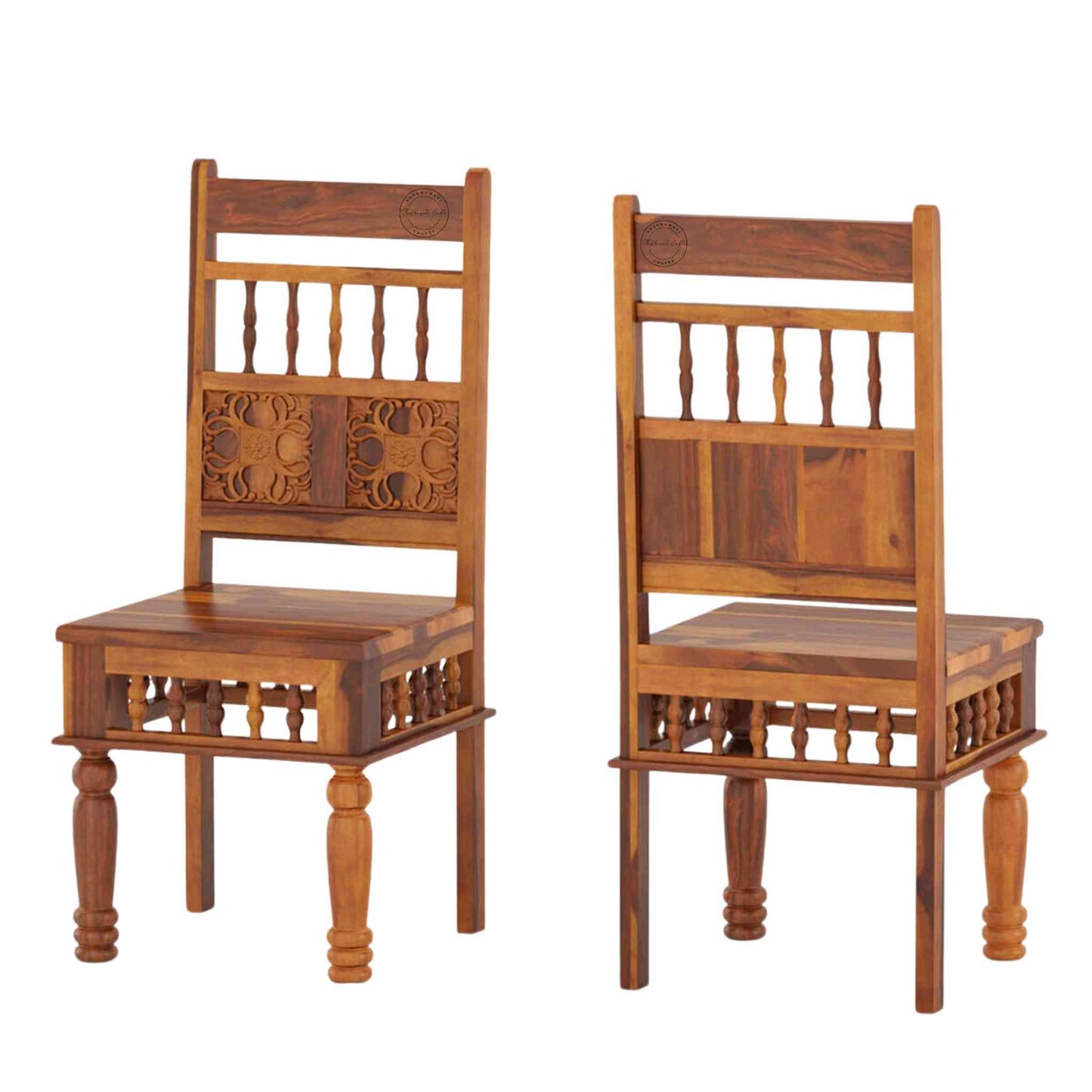 Handcrafted Sheesham wood chair with honey finish, traditional shekhawati design, best comfort. Perfect for dining chairs, office chairs, or accent furniture.