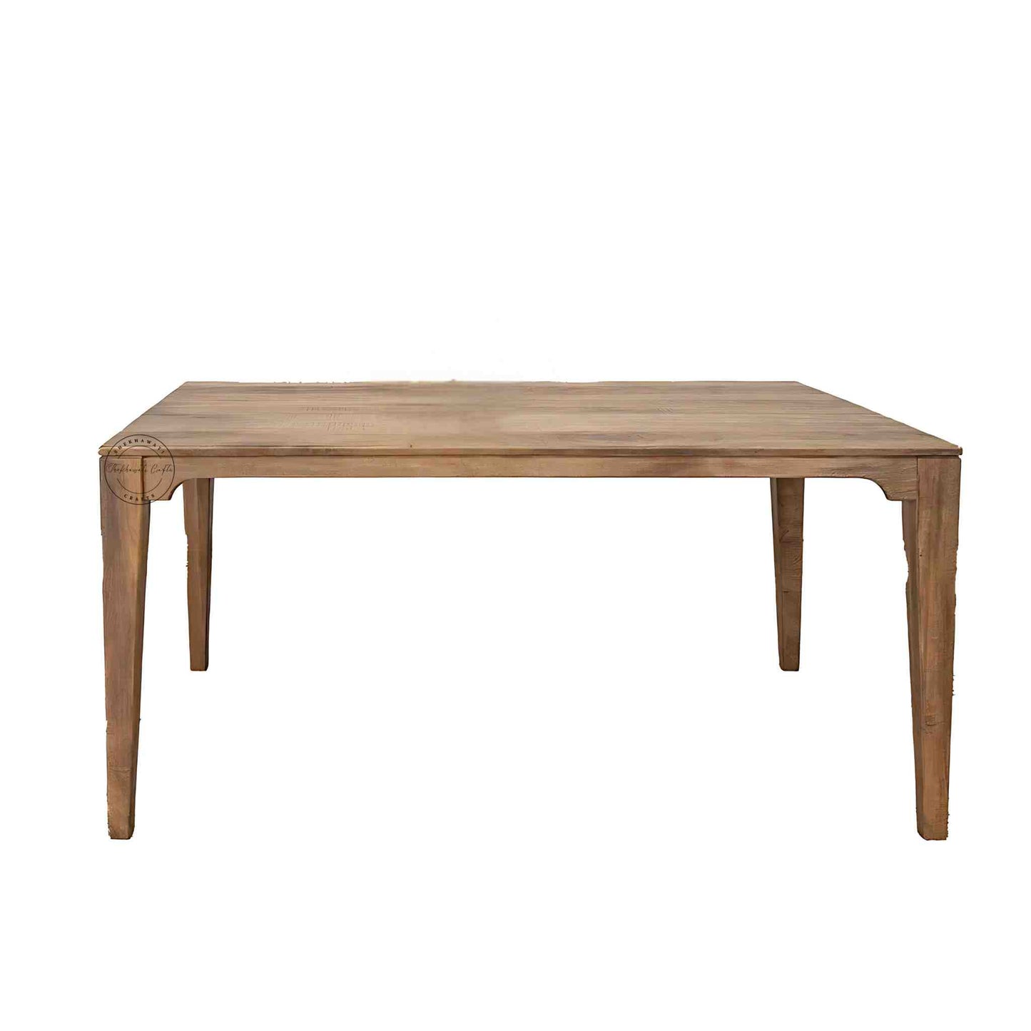 Siyara Dining Table, handcrafted from sheesham wood, with a natural finish, foldable legs, and a sleek design, ideal as a 6-seater dining table for modern kitchens or dining rooms.