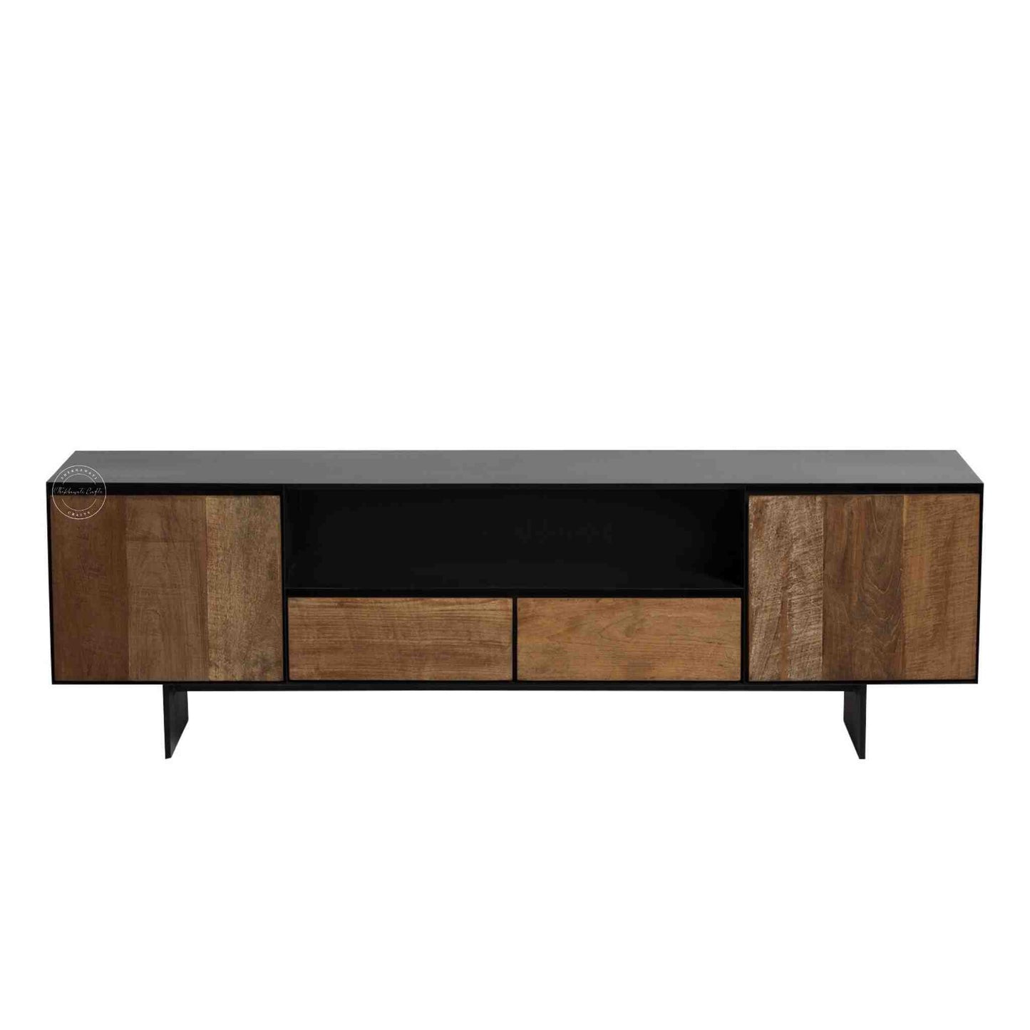 handcrafted TV unit made from mango wood with dual tone finish