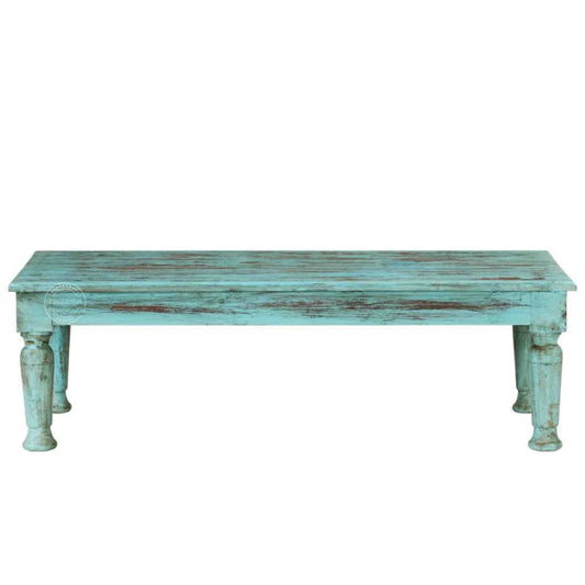 handcrafted Vistaar Center Table crafted with mango wood rustic sky blue finish and detachable legs.